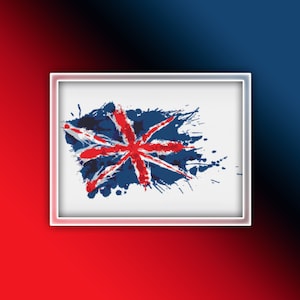Union Jack Flag Cross Stitch Pattern 1 Instant PDF Download - UK Flag Flag Watercolor Cross Stitch Pattern -  United Kingdom
