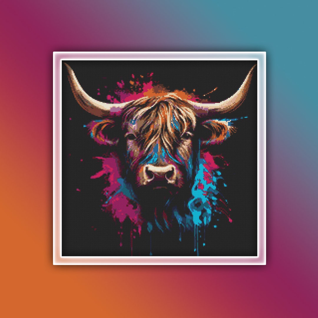 Highland Cow Cross Stitch Pattern 3 Instant PDF Download - Cow ...