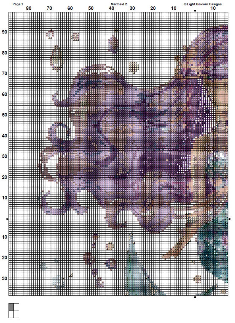 Mermaid Cross Stitch Pattern 2 Instant PDF Download - Mermaid ...