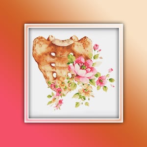 Anatomy Pelvis Cross Stitch Pattern 4 Instant PDF Download - Hips Watercolor Cross Stitch Pattern | Skelton Bones | Skeletal System