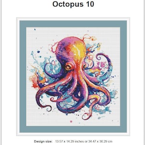 Octopus Cross Stitch Pattern 10 Instant PDF Download - Octopus ...