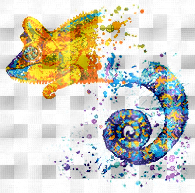 Chameleon Cross Stitch Pattern 3 Instant PDF Download Etsy