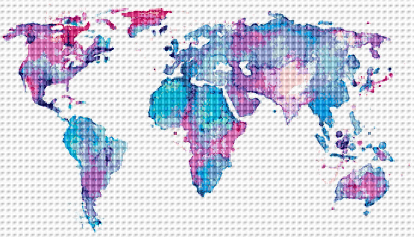 world map cross stitch pattern 2 instant pdf download earth etsy