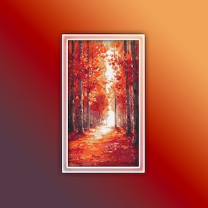 Autumn Landscape Cross Stitch Pattern 2 Instant PDF Download - Warm and Dry Fall Watercolor Cross Stitch Pattern