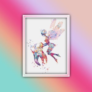 Tooth Fairy Stitch Pattern 1 Instant PDF Download - Faerie Watercolor Cross Stitch Pattern