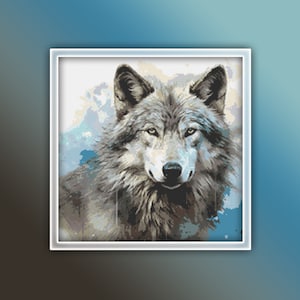 Wolf Cross Stitch Pattern 9 Instant PDF Download - Wolf Watercolor Cross Stitch Pattern - Animal Cross Stitch Pattern