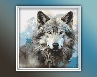 Wolf Cross Stitch Pattern 9 Instant PDF Download - Wolf Watercolor Cross Stitch Pattern - Animal Cross Stitch Pattern