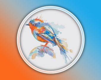 Bird Cross Stitch Pattern 1 Instant PDF Download - Bird Watercolor Cross Stitch Pattern - Bird Cross Stitch Pattern