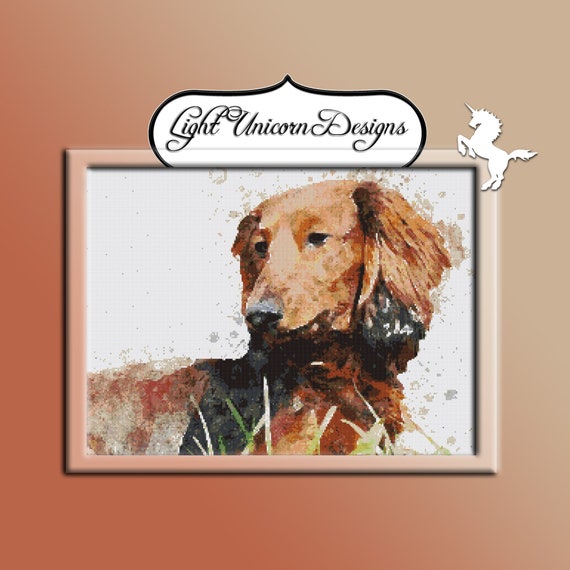 Brown Long Haired Dachshund Cross Stitch Pattern Etsy