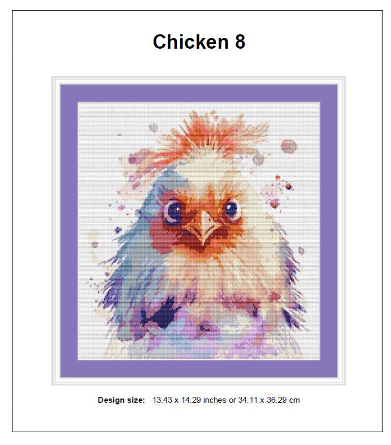 Chicken Cross Stitch Pattern 8 Instant PDF Download Chicken Etsy