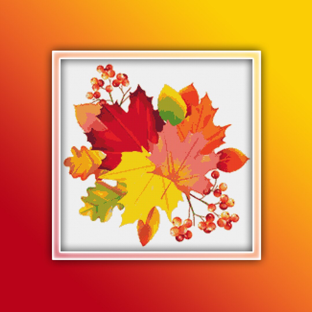 Autumn Leaves Cross Stitch Pattern Instant PDF Download - Leaves ...
