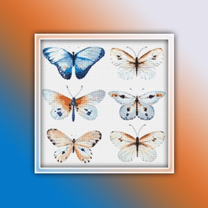 Butterflies Cross Stitch Pattern 4 Instant PDF Download - Butterfly Watercolor Cross Stitch Pattern