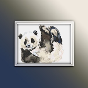 Panda Cross Stitch Pattern 6 Instant PDF Download - Panda Watercolor Cross Stitch Pattern - Animal Cross Stitch Pattern