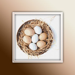 Eggs Basket Cross Stitch Pattern 6 Instant PDF Download | Cooking Watercolor Cross Stitch Pattern | Chicken Egg | Kitchen