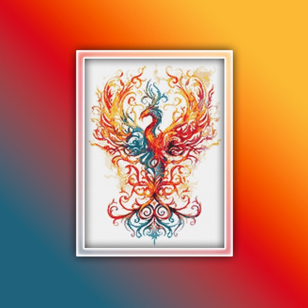 Phoenix Bird Cross Stitch Pattern 2 Instant PDF Download - Phoenix Cross Stitch Pattern - Bird Cross Stitch Pattern