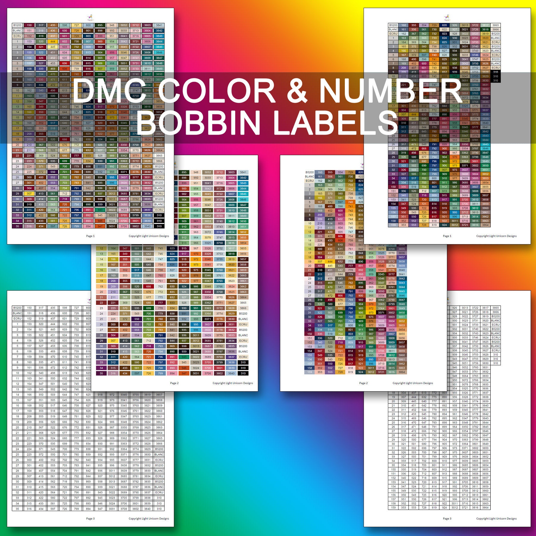 DMC Thread Charts PDF Instant Download | Cross Stitch Chart | Inventory ...
