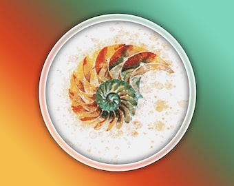 Sea Shell Cross Stitch Pattern 4 Instant PDF Download - Sea Shell Watercolor Cross Stitch Pattern