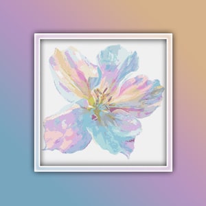 Jasmine Flower Cross Stitch Pattern 4 Instant PDF Download - Jasmin Watercolor Cross Stitch Pattern - Rainbow Flower - Floral