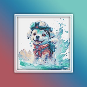 Samoyed Dog Cross Stitch Pattern 3 Instant PDF Download - White Samoyed Dog Watercolor Cross Stitch Pattern - Cross Stitch Pattern - Snow