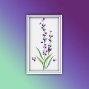 Lavender Cross Stitch Pattern 10 Instant PDF Download - Flower Lavender Watercolor Cross Stitch Pattern