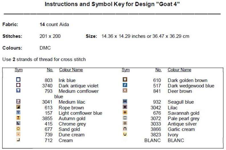 Goat Thread Goat Cross Stitch Pattern 4 Instant PDF Download - Ram Watercolor Cross ...