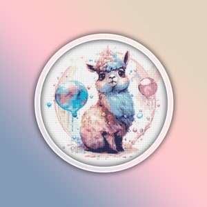 Llama Cross Stitch Pattern 19 Instant PDF Download - Llama Watercolor Cross Stitch Pattern - Farm Animals Cross Stitch Pattern