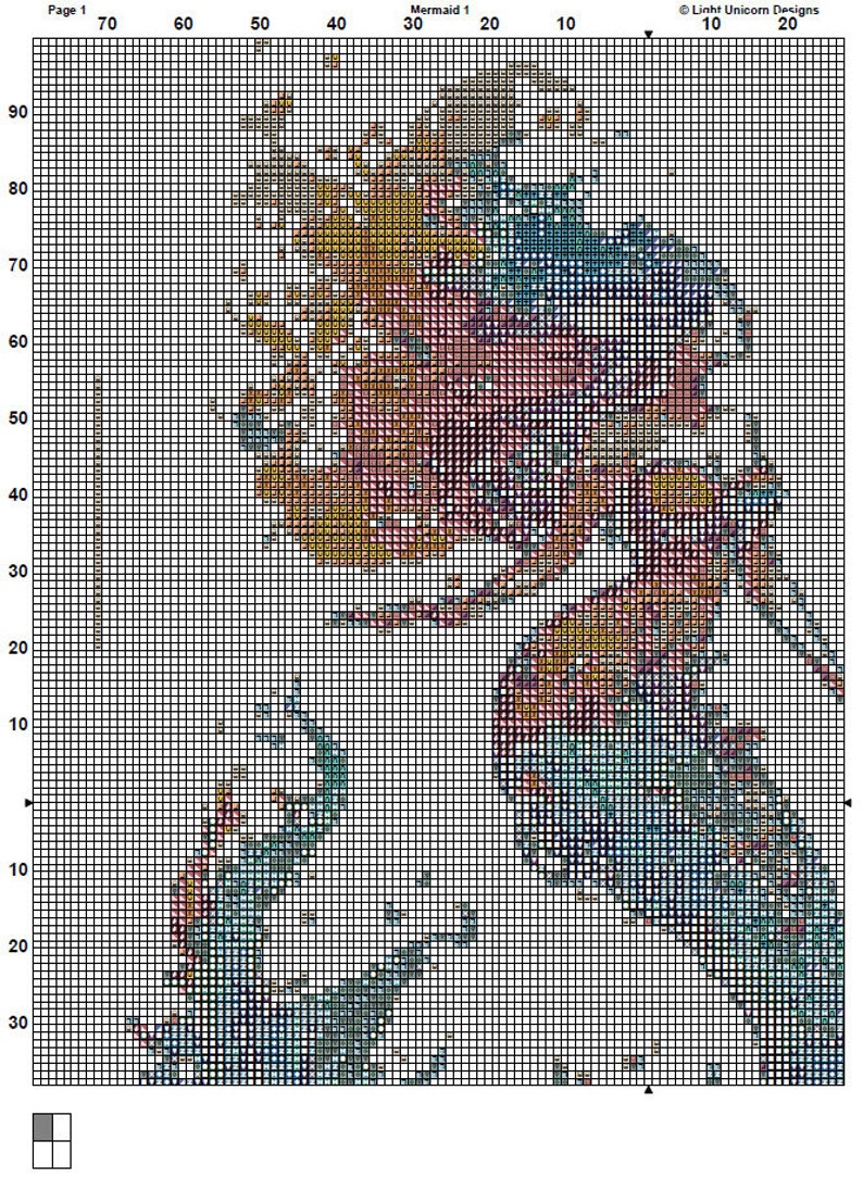 Mermaid Cross Stitch Pattern 1 Instant PDF Download - Woman Watercolor ...