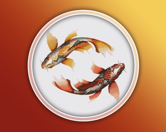 Koi Fish Cross Stitch Pattern 3 Instant PDF Download  - Koi Watercolor Cross Stitch Pattern - Animal Cross Stitch Pattern