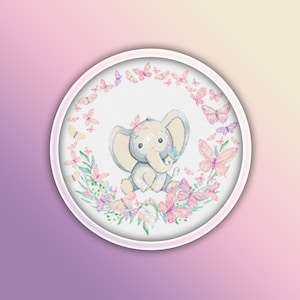Baby Elephant Cross Stitch Pattern 7 Instant Download Instant PDF Download - Elephant Watercolor Cross Stitch Pattern - Woodland Animals