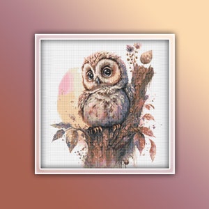 Owl Cross Stitch Pattern 26 Instant Download Instant PDF Download - Baby Owl Watercolor Cross Stitch Pattern - Woodland Animals - Kids Room