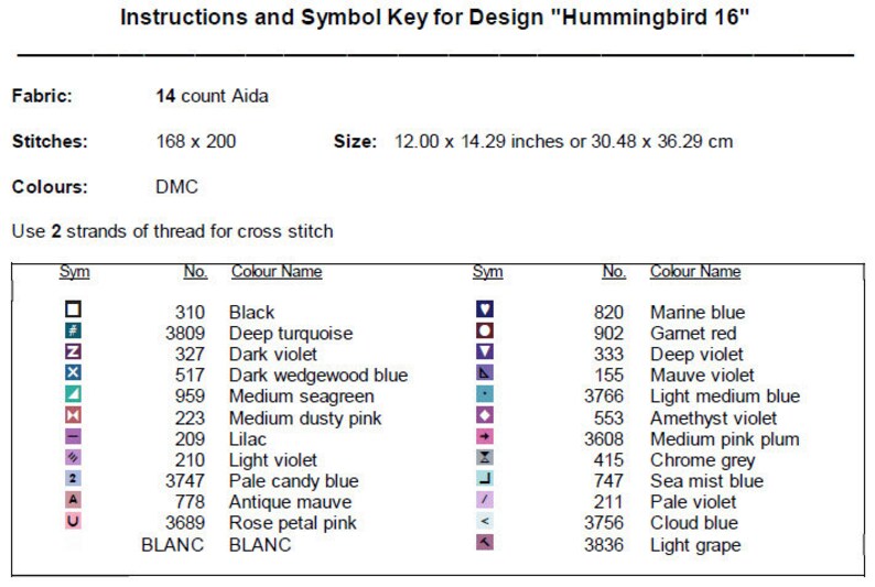 Hummingbird Cross Stitch Pattern 16 Instant PDF Download - Colorful ...