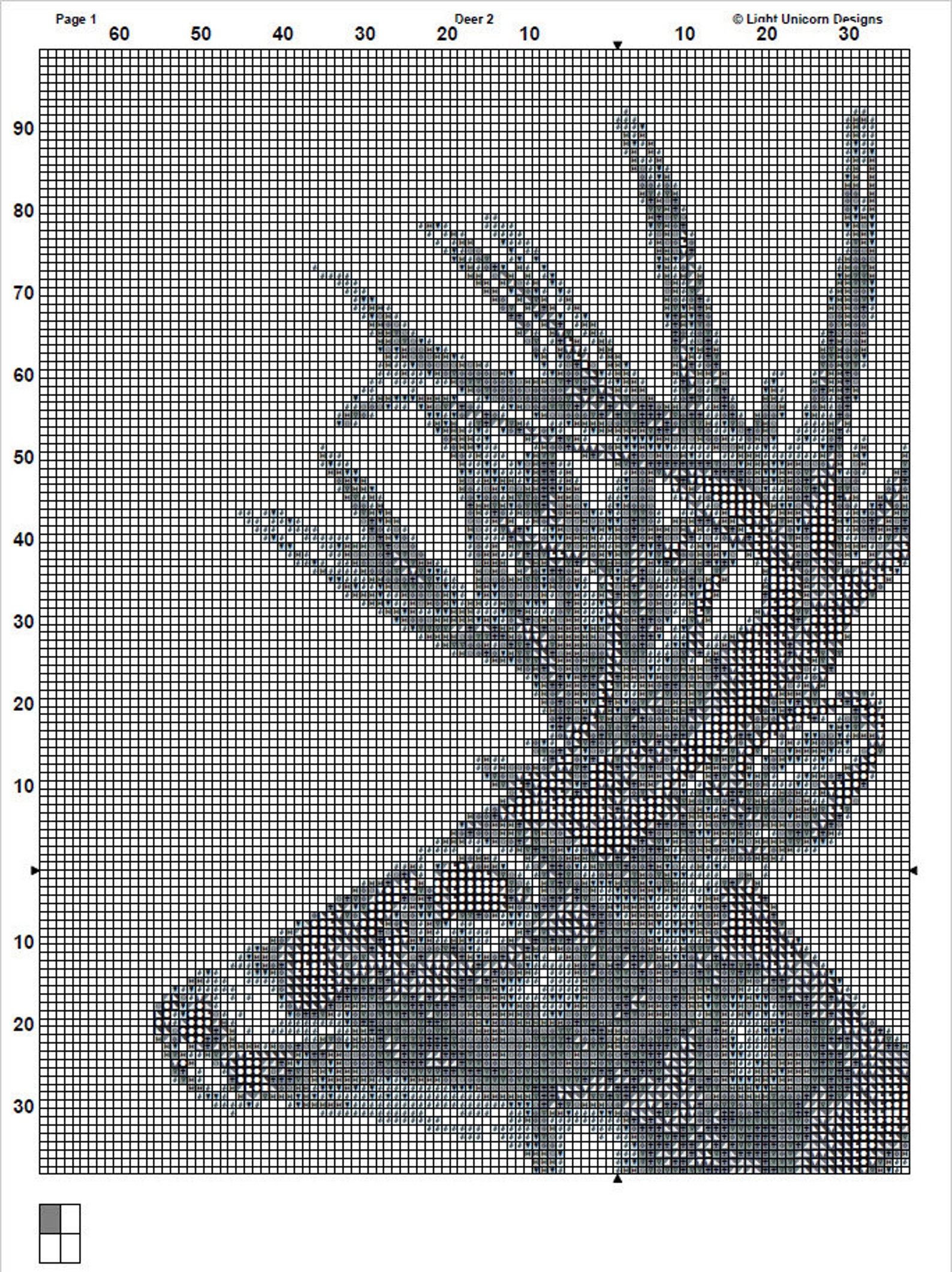 Deer Cross Stitch Pattern 2 Instant PDF Download - Deer Watercolor ...