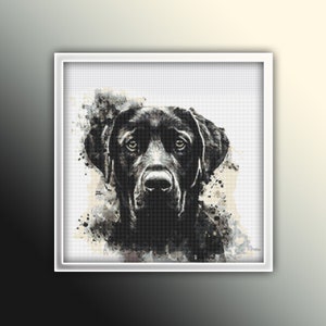 Zwarte labrador kruissteekpatroon 3 Instant pdf-download - zwarte hond aquarel kruissteekpatroon - dieren kruissteek
