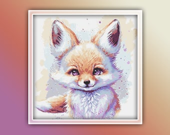 Fox Cross Stitch Pattern 10 Instant PDF Download - Fox Watercolor Cross Stitch Pattern - Woodland Animals Cross Stitch Pattern