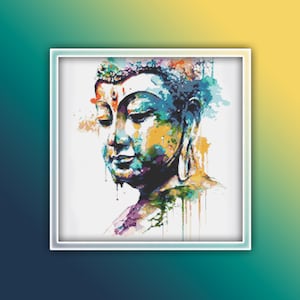 Buddha-Kreuzstichmuster 9 Sofortiger Download Sofortiger PDF-Download - Buddha-Aquarell-Kreuzstichmuster