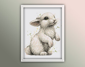 Bunny Cross Stitch Pattern 4 Instant Download Instant PDF Download - Bunny Watercolor Cross Stitch Pattern - Animal Cross Stitch Pattern