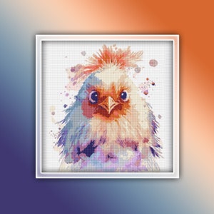 Chicken Cross Stitch Pattern 8 Instant PDF Download - Chicken Watercolor Cross Stitch Pattern - Bird Cross Stitch