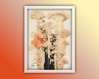 Mushrooms Cross Stitch Pattern 8 Instant PDF Download - Magic Mushrooms Watercolor Cross Stitch Pattern - Chinese Painting