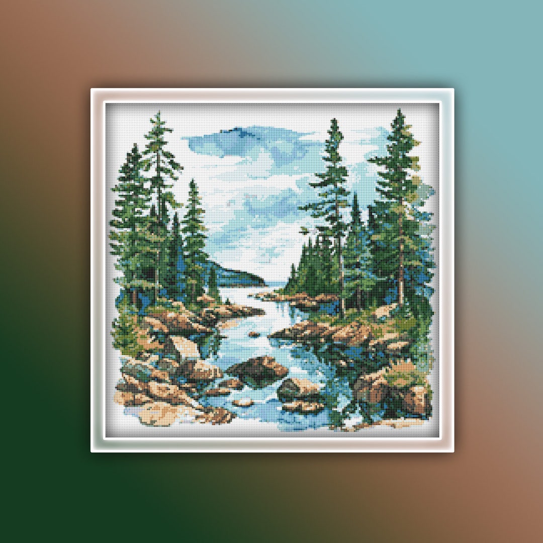 Forest Landscape Cross Stitch Pattern 4 Instant PDF Download - Tree ...