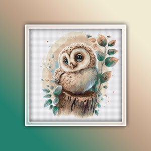 Owl Cross Stitch Pattern 2 Instant Download Instant PDF Download - Baby Owl Watercolor Cross Stitch Pattern - Woodland Animals - Kids Room