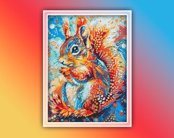 Eichhörnchen Kreuzstichmuster 8 - Eichhörnchen Aquarell Kreuzstichmuster - Eichhörnchen Kreuzstichmuster - Eichhörnchen Kreuzstichmuster