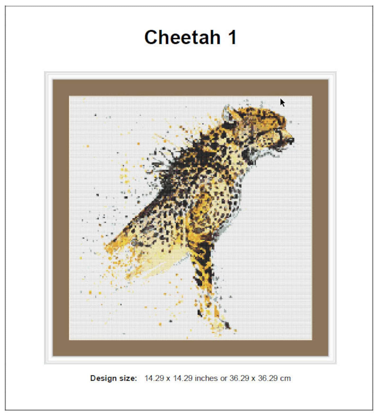 Cheetah Cross Stitch Pattern 1 Instant PDF Download - Cheetah ...