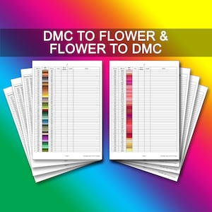 DMC naar Ginnie Thompson Flower Thread Conversietabel PDF Direct downloaden | Kruissteekschema | Voorraad | Dmc-threadlijst |