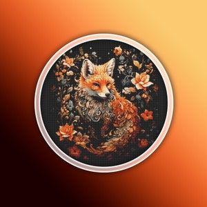 Orange Fox Cross Stitch Pattern 3 Instant PDF Download - Fox Watercolor Cross Stitch Pattern - Woodland Animals Cross Stitch Pattern