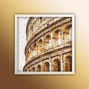 The Colosseum Cross Stitch Pattern Instant PDF Download - Rome Italy Watercolor Cross Stitch Pattern - Amphitheater