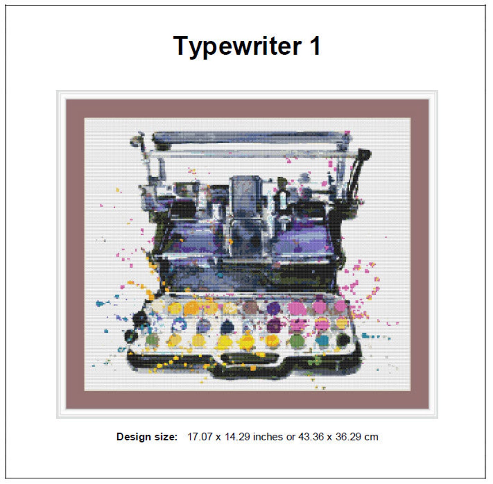 Typewriter Cross Stitch Pattern 1 Instant PDF Download - Typewriter ...