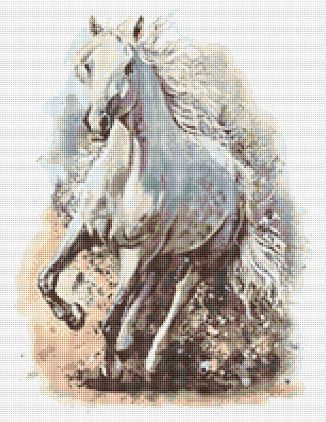 White Horse Cross Stitch Pattern 2 Instant PDF Download - Etsy