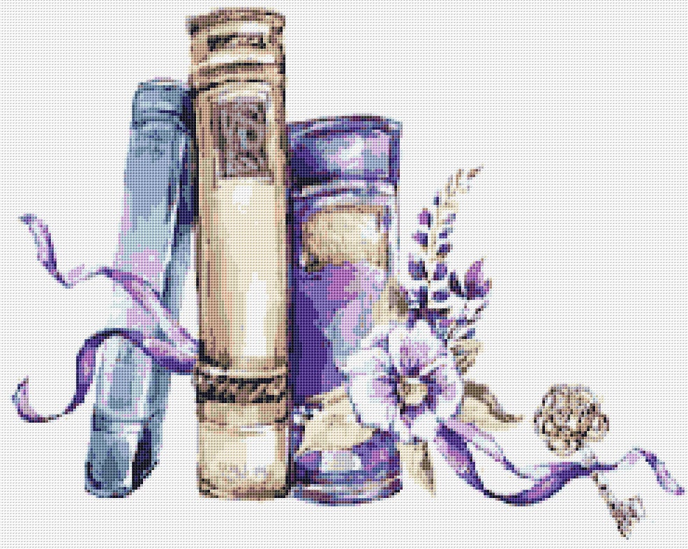 Book Cross Stitch Pattern 3 Instant PDF Download Reading Etsy