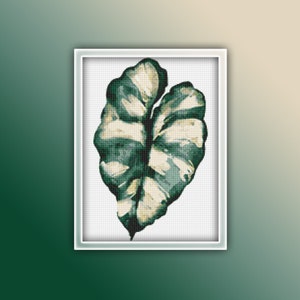 Monstera Caladium Leaf Cross Stitch Pattern 5 Instant Download Instant PDF Download | Leaves Watercolor Cross Stitch Pattern | Green Leaves