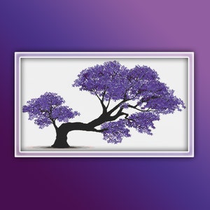 Purple Tree Cross Stitch Pattern Instant PDF Download | Spring Tree Watercolor Cross Stitch Pattern | Jacaranda Tree | Seasons Tree